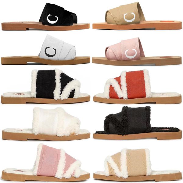 

designer women sandal slippers sliders sandals fluffy shoes fur fuzzy pantoufle womens soft wood slides slipper luxury trainers runners mule, Black