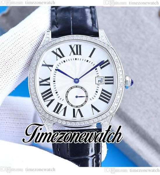 

twf drive cal.1904-ps mc automatic mens watch wgnm0004 wsnm0004 white blue textured dial steel case diamond bezel leather strap 40mm new wat, Slivery;brown