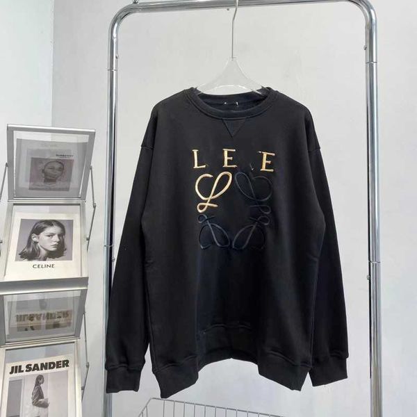 

men's hoodies sweatshirts designer hoody loewss luxury sense autumn men women long sleeved round neck sweater three dimensional embro, Black