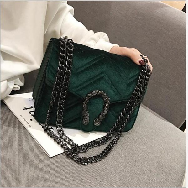 

2021 designer bag winter new snakehead lock velvet bag classic embroidered line wavy women chain bag elegant temperament small2943