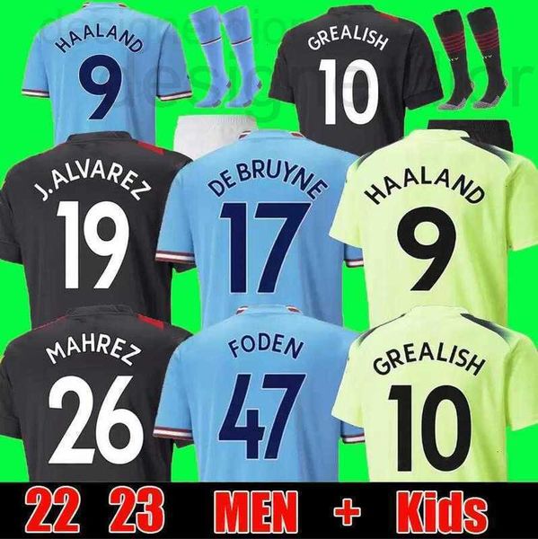 

soccer jerseys designer 22 23 haaland soccer jerseys grealish sterling mans cities mahrez fans player version de bruyne foden 2022 2023 foot, Black;yellow
