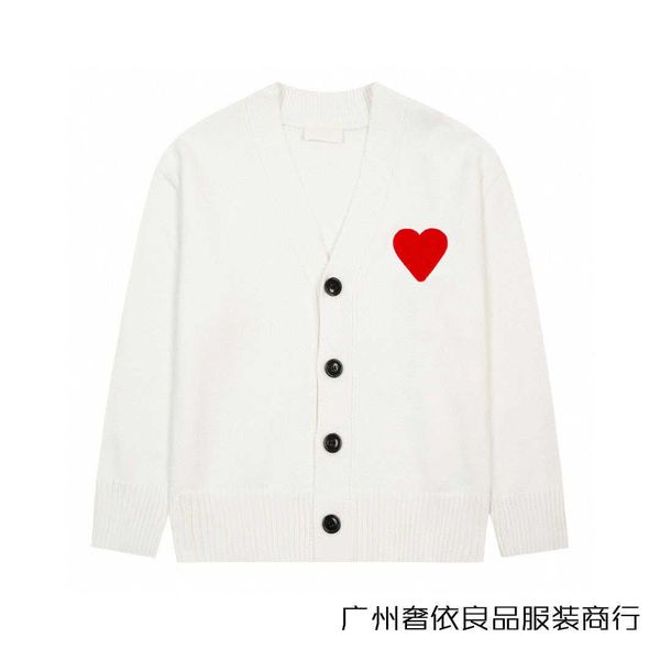 

women's sweaters amis designer embroidery wool knitted cardigan coat loose versatile casual sweater men women lovers sweater, White;black