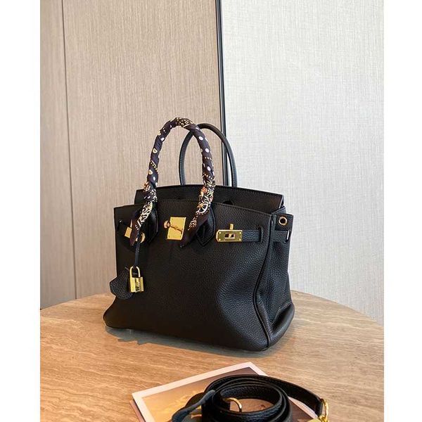 

designer bag birkins handbags black leather high-grade leather large capacity leather portable shoulder versatile zc