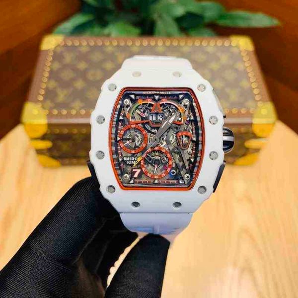 

luxury mens mechanics watch richa wine barrel watch mill r rm055 series 2824 automatic mechanical white pottery tape men's ymzg