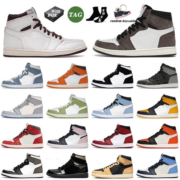 

shoes with box 2023 basketball jumpman shoes 1 1s high a ma maniere starfish hyper royal chicago twist heirloom shadow jorda men women sneak, Black