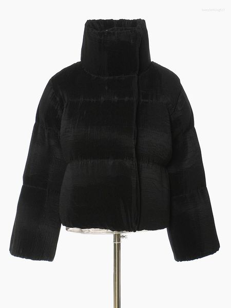 

women's jackets solid down coats for women stand collar long sleeve patchwork casual loose temperament coat female autumn clothing, Black;brown