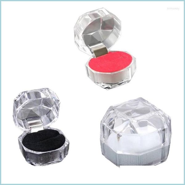 

jewelry pouches bags jewelry pouches d7wb clear octagonal plastic ring box display case holder organizer drop delivery 2022 packaging dhs9f, Pink;blue