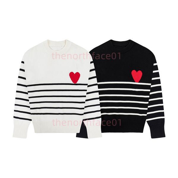 

designer womens autumn winter sweaters ladies fashion heart striped base knit couples loose outer wear jumpers asian size s-xl, White;black