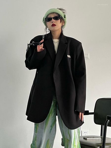 

women's jackets solid blazers for women lapel long sleeve patchwork single breasted chic style blazer female autumn clothing, Black;brown