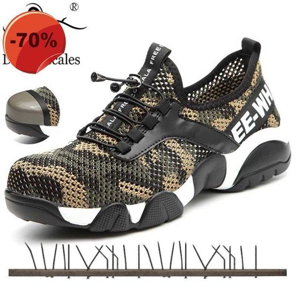 

men's steel toe work safety shoes casual lightweight sneakers puncture proof combat boots comfortable industrial shoes for men 201204, Black;brown