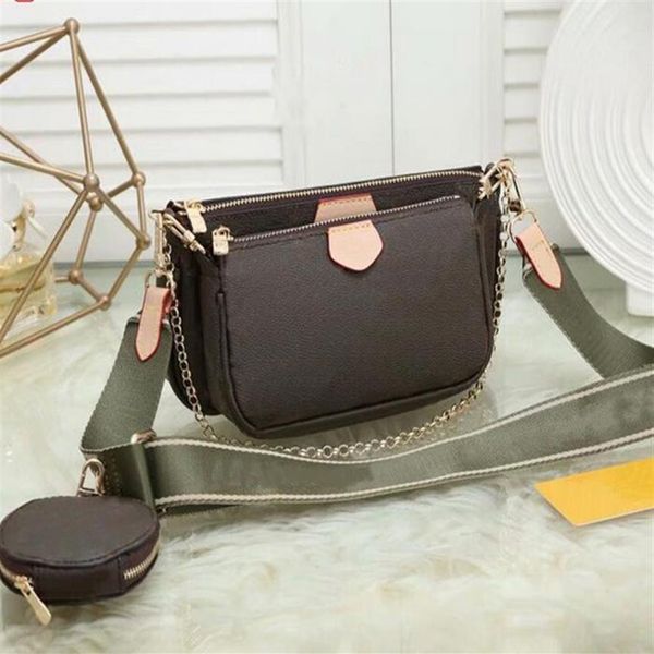 

new women favorite genuine leather fashion handbags multi pochette accessoires purses flower mini pochette 3pcs crossbody bag shou322d