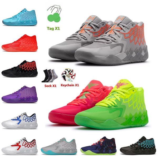 

rick and morty lamelo ball shoes mb.01 lo basketball trainers galaxy not from here red blast unc rock ridge grey black white iridescent