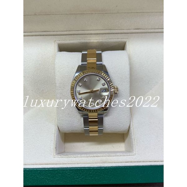 

nf v5 version lady watches 31mm champagne gold dial automatic mechanical two tone stainless steel folding clasp luxury wristwatches gifts, Slivery;brown