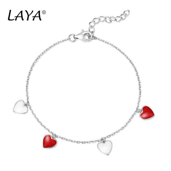

charm bracelets laya 925 sterling silver charm bracelet for women design color enamel heart-shaped accessories wedding party fashion luxury, Golden;silver