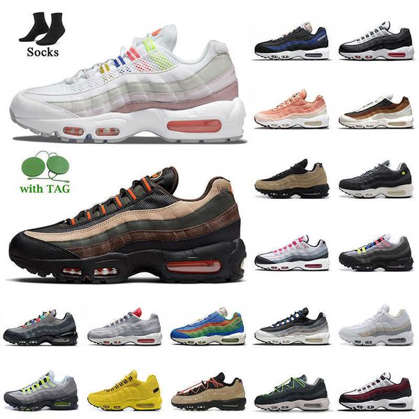 

running shoes airmx trainers sneakers with socks amax 95s dark army white multi pink iron wolf grey light p blue 2022 airsmax max 95