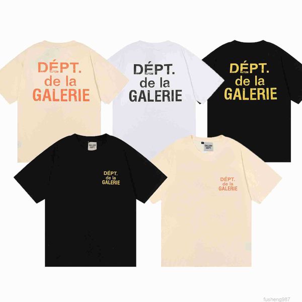 

men's t-shirts 22ss american fashion brand galleryes cracked letter printed short sleeve t-shirt men's and women's high stree, White;black