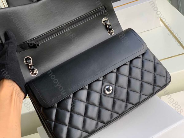 

evening bags 10a tier quality jumbo double flap bag luxury designer 30cm real leather caviar lambskin classic all black purse quilted handba