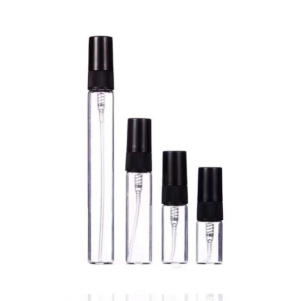 

2ml 3ml 5ml 10ml perfume glass bottle black clear portable mini empty cosmetics bottles sample thin glass vials 284