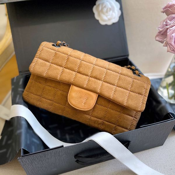 

fashion women nubuck leather classic flap shoulder bag double chain black badge diamond lattice quilted high capacity luxury designer handba