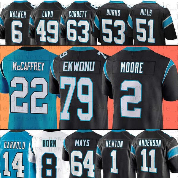 

jersey 79 ickey ekwonu carolina''panthers''22 christian mccaffrey football''nfl''jerseys sam darnold, Black;red