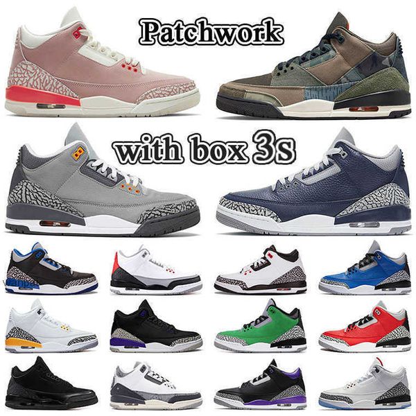

designer 3s mens womens basketball shoes authentic jumpman 3 vintage baskets sneaker new patchwork animal instinct pack air jordon jordens, Black