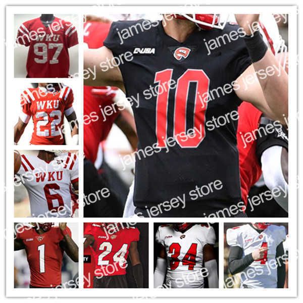

american college football wear ncaa college western kentucky hillers wku football jersey bailey zappe carson baker adam cofield noah whittin, Black