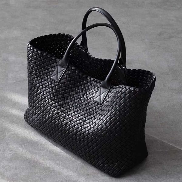 

shoulder bag oversized women tote mirror quqlity pu leather knitting shopper bags luxury woven retro female large purse black 221015