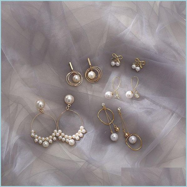 

dangle chandelier fashion statement earrings big geometric pearl beads for women girls tassel hanging dangle piercing brincos bijoux dhg1e, Silver