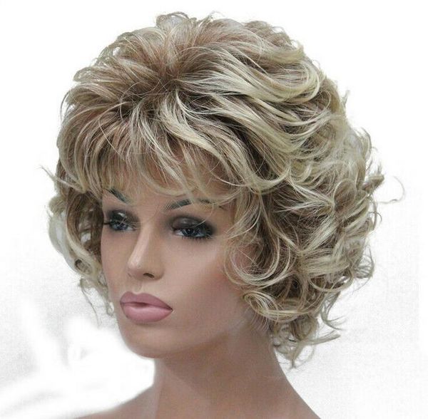 

new women wig wavy curly wig ladies hair wig short brown cosplay wigs, Black