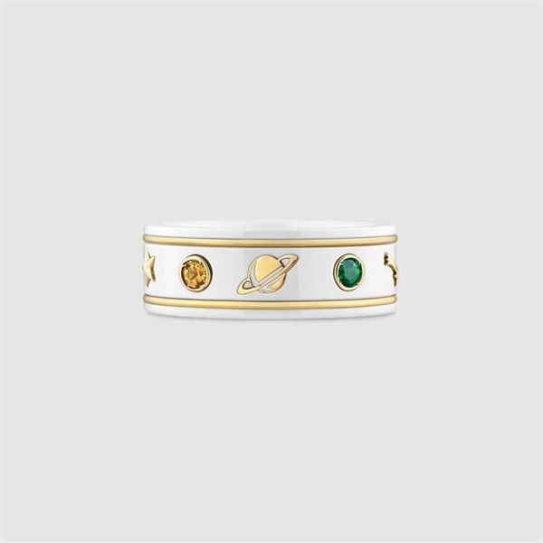 

75% discount on factory outlet gu shuang white ceramic ring with golden edge and bee223l, Slivery;golden