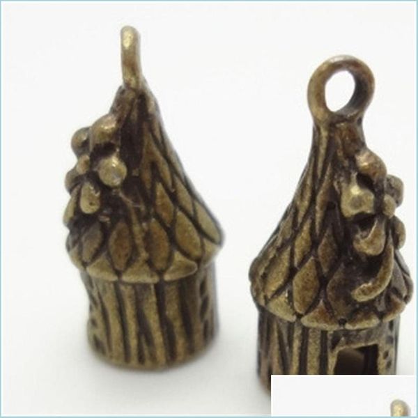

charms 52pcs antique sier bronze plated flower house cabin charms pendant diy necklace bracelet bangle findings 18x7x7mm 2059 q2 drop dhmeq, Bronze;silver