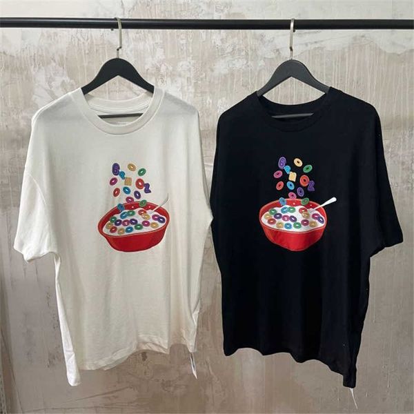 

oversized men women 1:1 t shirt milk color letter printing tee 6pm 6pmseason t-shirt, White;black