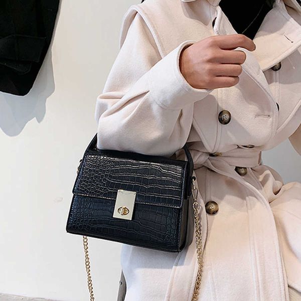 

single package casual crocodile pattern shoulder bag fashion chain alligator women's handbag designer messenger crossbody bags for wome