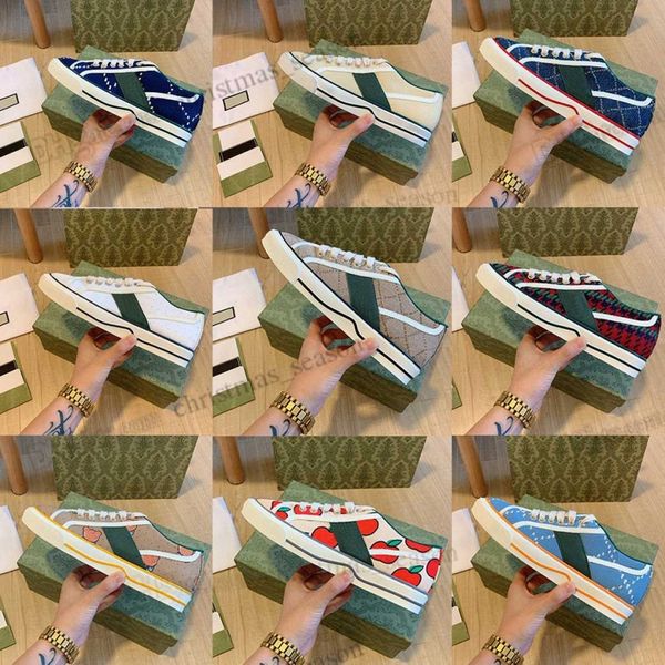 

italy 1977 high canvas casual shoes luxury designer womens shoe ggs''gg green red web stripe rubber sole tennis stretch cotton low, Black