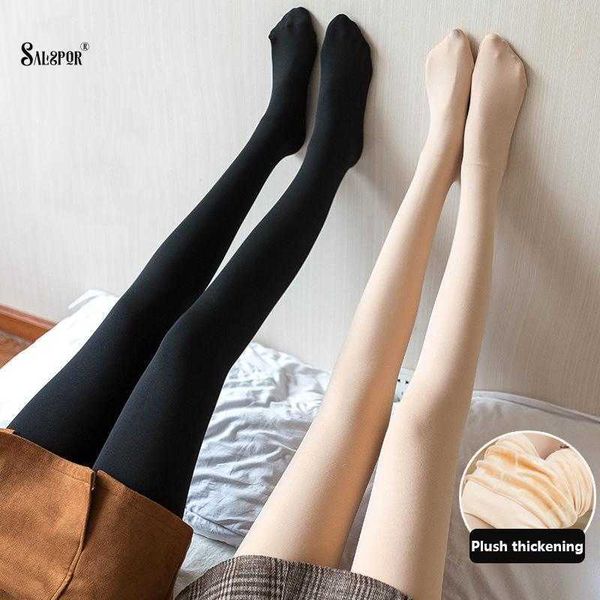 

women's leggings winter new high elastic thicken lady's leggings warm pants skinny pants for women high waist solid color velvet l, Black