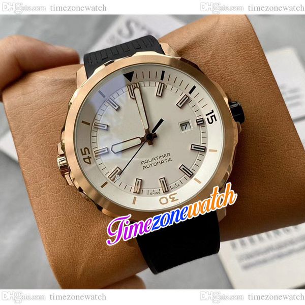 

44mm aquatimer family iw329001 asian automatic mens watch iw341001 black dial rose gold case rubber strap gents new watches twiw timezonewat, Slivery;brown
