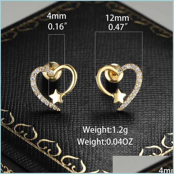 

stud love heart shaped ear studs grace retro temperament jewelry crystal fashion woman earrings valentines day wedding gifts 6 25lk k dhslk, Golden;silver