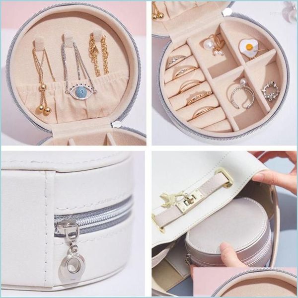 

jewelry pouches bags jewelry pouches travel organizer small box pu leather women girls portable case 40gb drop delivery 2022 packagi dhxaf, Pink;blue