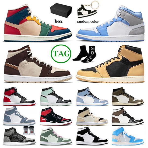 

new jumpman 1 1s basketball shoes for mens womens panda cactus jack patent bred 1s cream dark chocolate sports mid dutch green sneakers trai