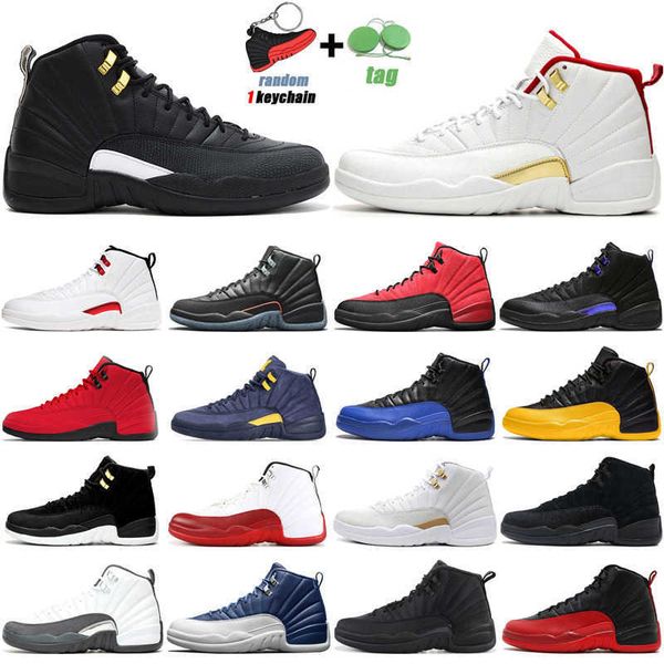 

12s jumpman basketball shoes 12 utility university gold twist dark concord indigo taxi reverse flu game royal mens trai air jordon jordens, Black