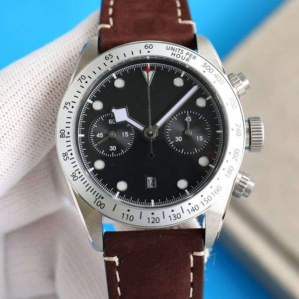 

watch for men black dial steel strap 41mm vintage design watches life waterproof mechanical movements orologi di lusso, Slivery;brown