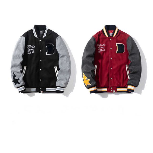 

apeman designer college jacket men women baseball jackets embroidery long sleeve cardigan coat hip hop loose sportswear, Black;brown