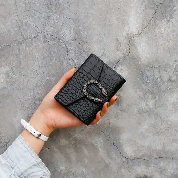 

purses versatile alligator pattern simple women's short wallet handbag coin purse small card bag, Red;black