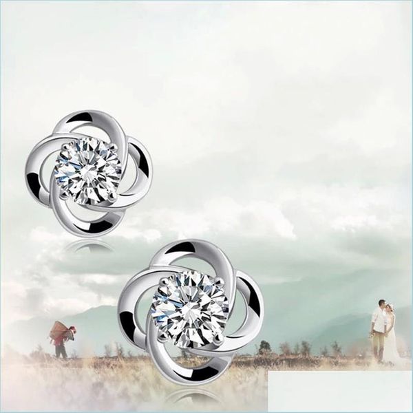 

stud fashion women stud earring crystal zirconia elements austrian earrings sier jewelry drop delivery 2022 dhhvh, Golden;silver
