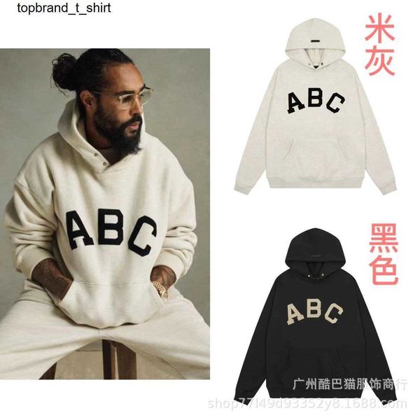 

new men's hoodies desinger sweatshirts essential letters abc collar women's men's fashion streetwear hoodie, Black