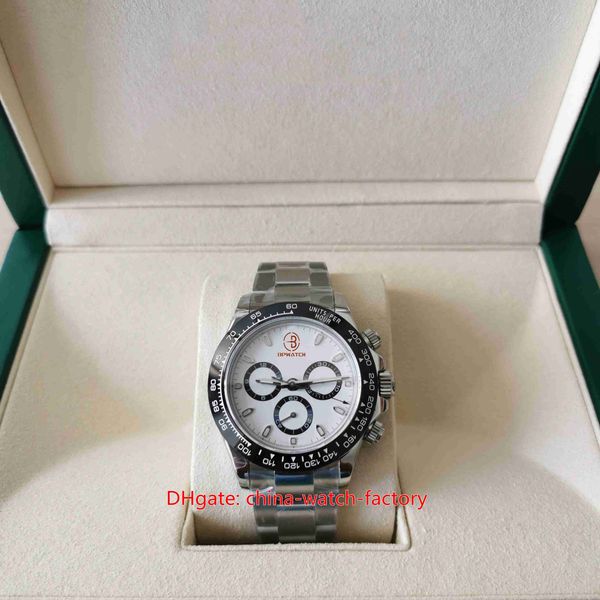 

bp maker mens watch 40mm cosmograph 116500 white panda ceramic watches chronograph working eta 7750 cal.4130 movement mechanical automatic m, Slivery;brown