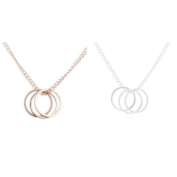 

pendant necklaces three circle pendant necklace vintage jewelry chain clavicle short fashion accesories woman man necklaces gift 1 1 dhq5k, Silver