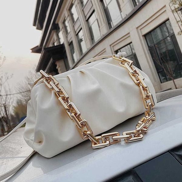 

single package bag for women cloud thick metal chain hobos dumplings s fashion solid color handbag clutch 2020 c0308