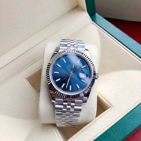 

with original box mens automatic blue mechanical watches dress full stainless steel sapphire waterproof luminous couples wristwatches, Slivery;brown