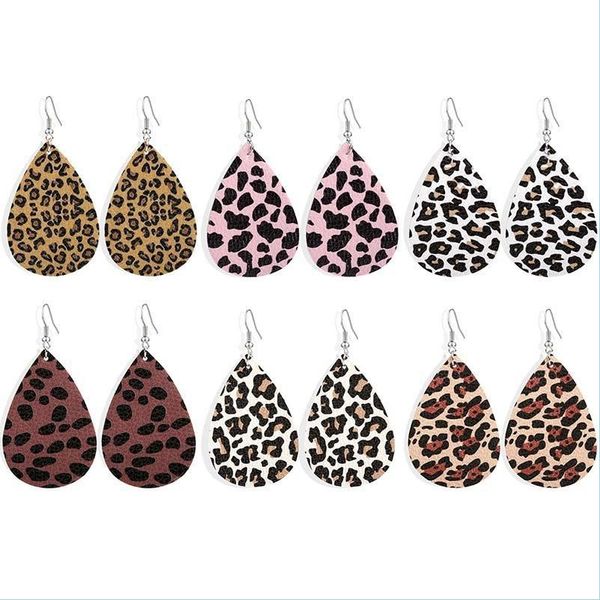 

dangle chandelier faux leather teardrop earrings colorf layered flower pattern water drop creative gifts delivery 2022 jewelry earrin dhhxy, Silver